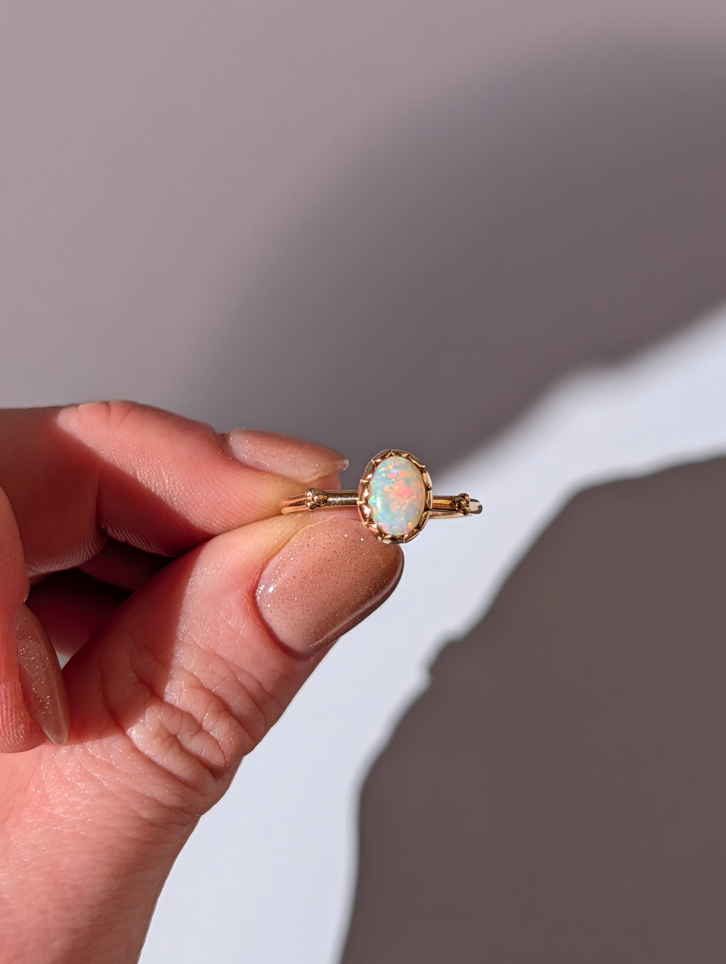 White Opal Cupped Ring