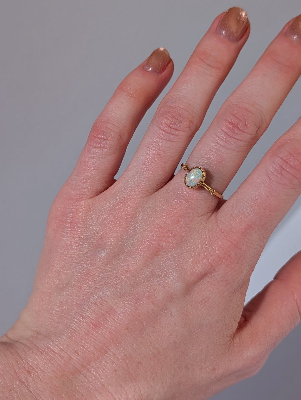 White Opal Cupped Ring