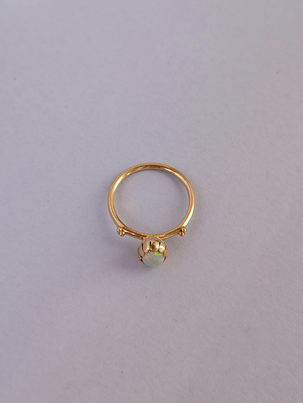 White Opal Cupped Ring