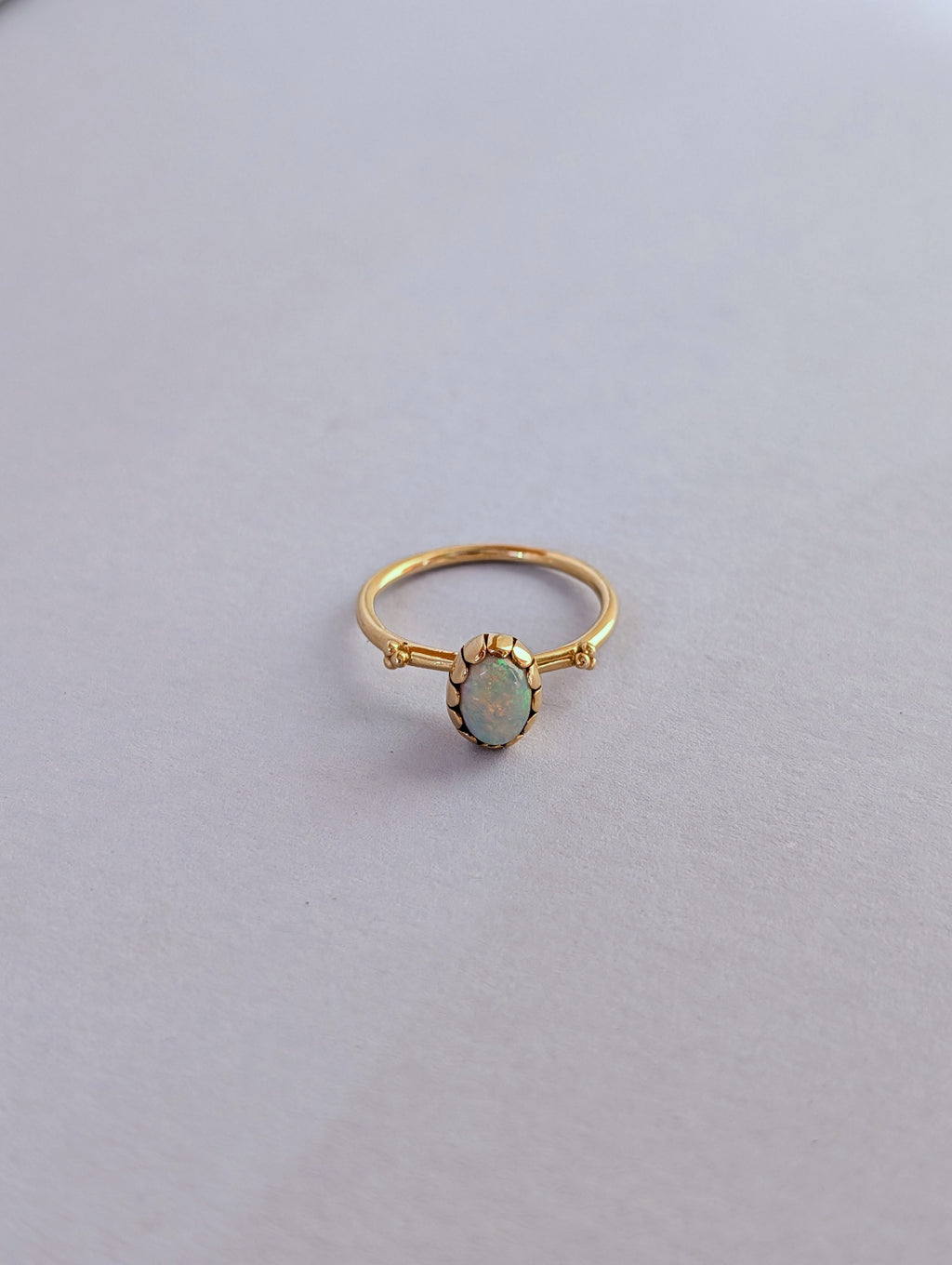 White Opal Cupped Ring