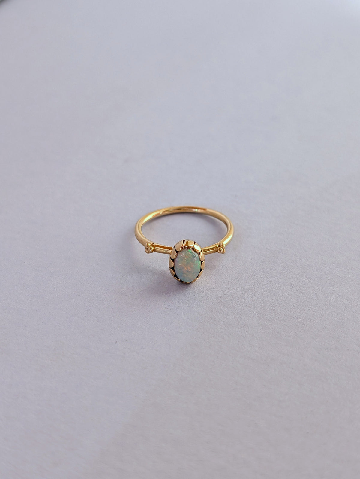 White Opal Cupped Ring