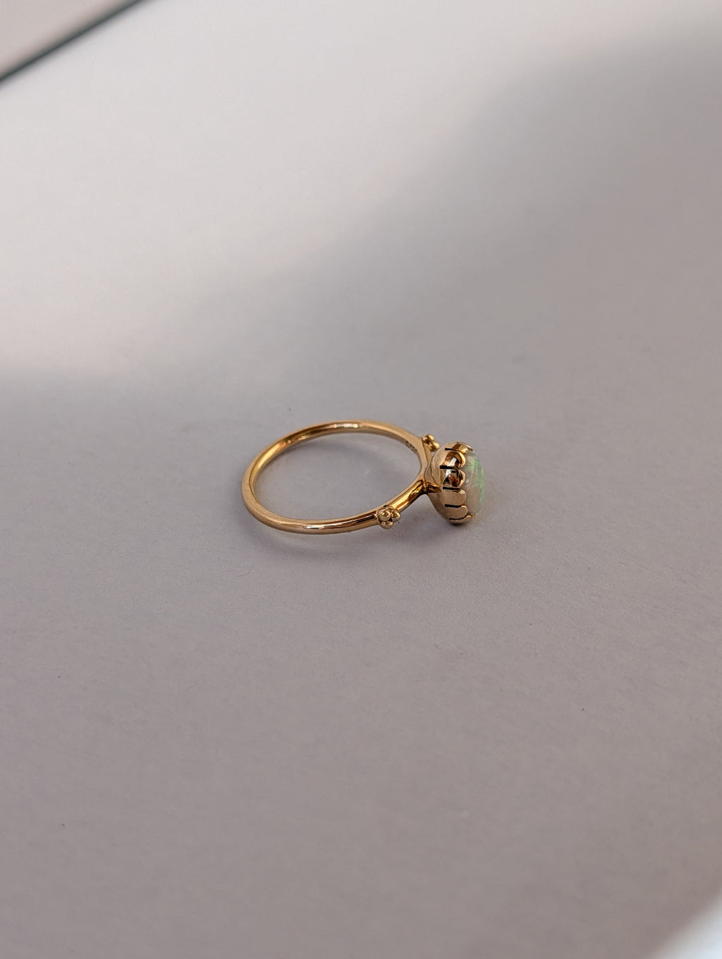 White Opal Cupped Ring