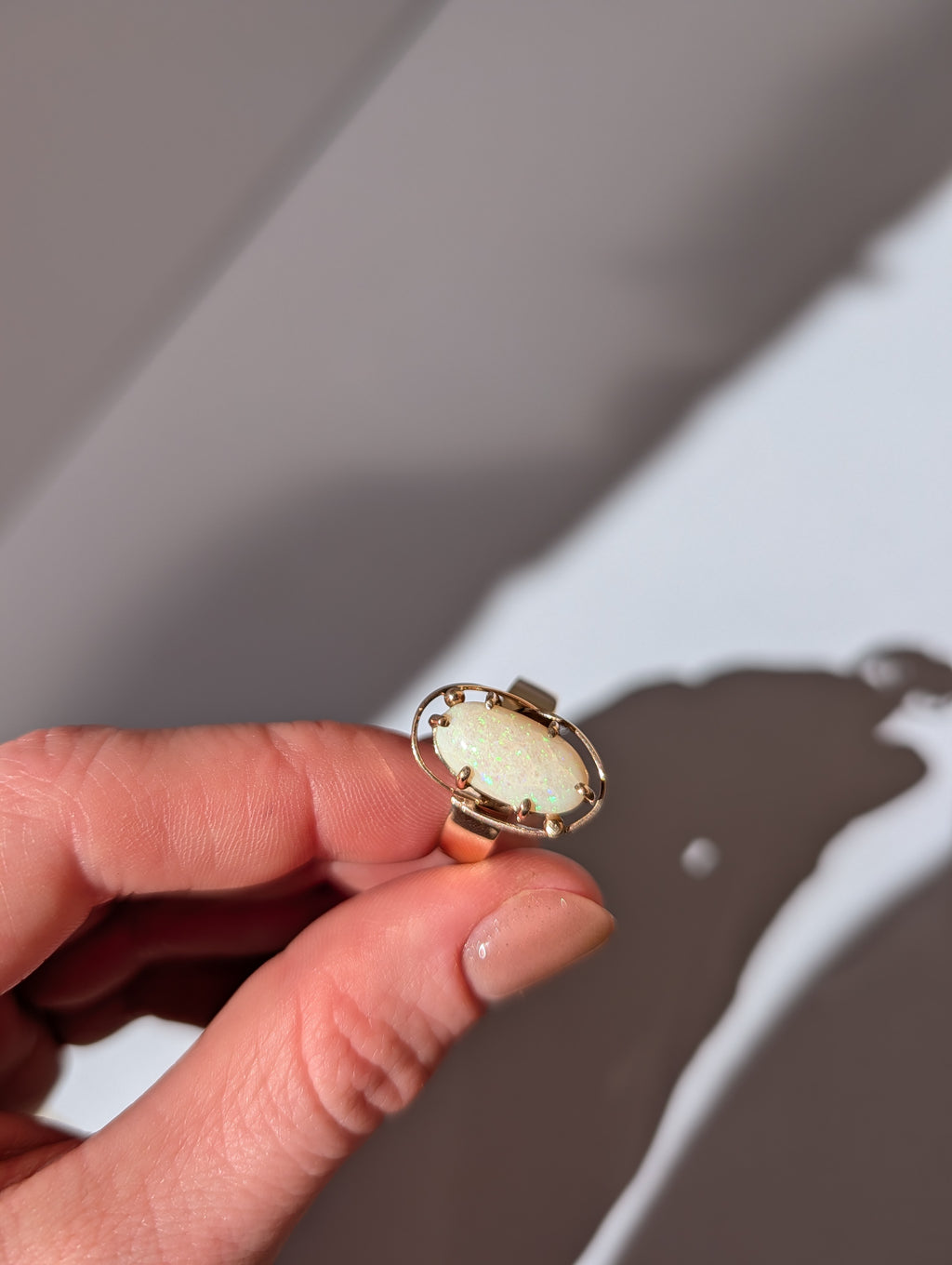 Long Oval Opal Ring