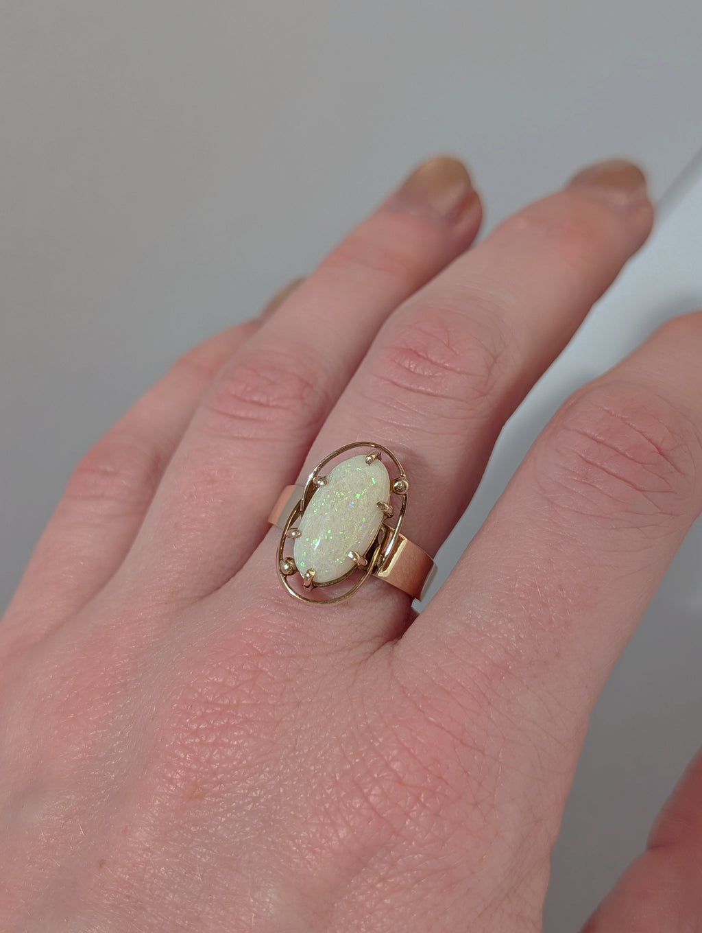 Long Oval Opal Ring
