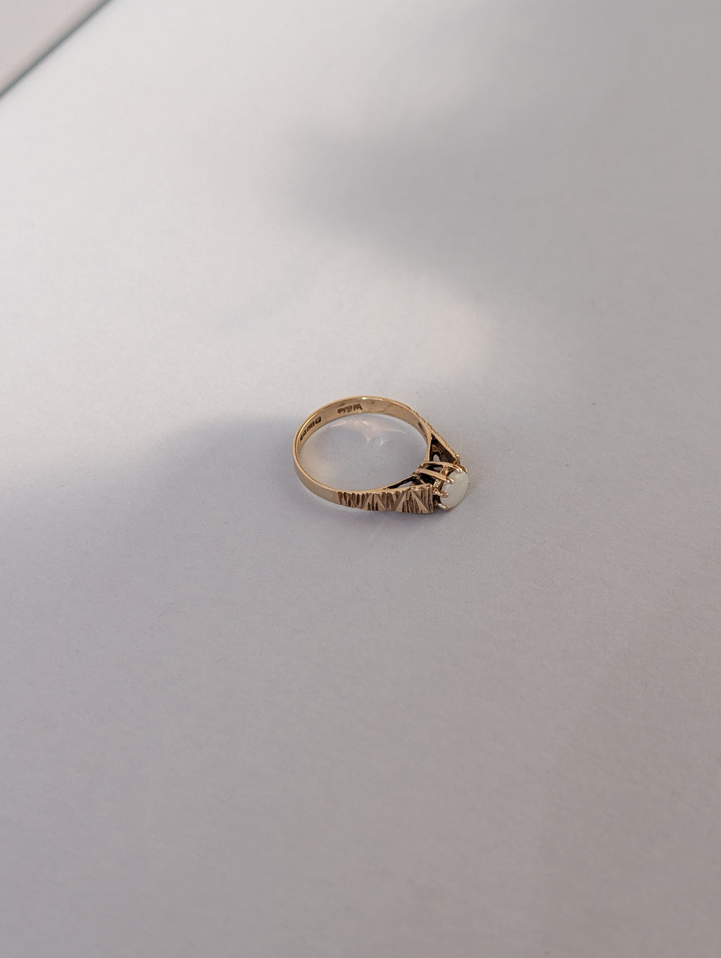 Fine Textured Band Opal Ring