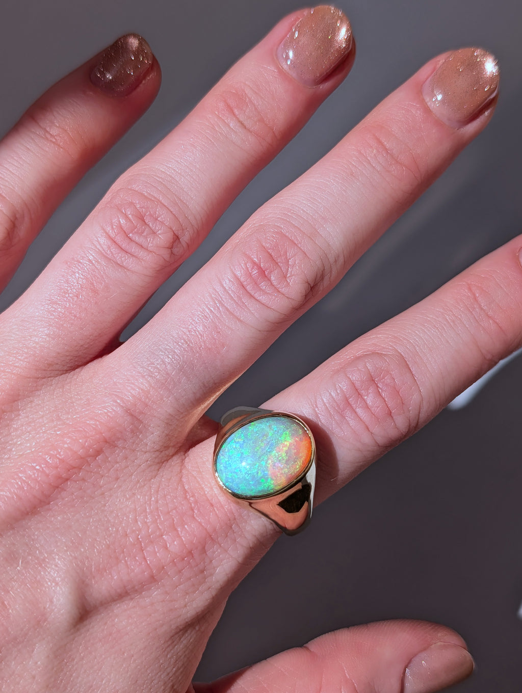 Chunky Crystal Opal Signet