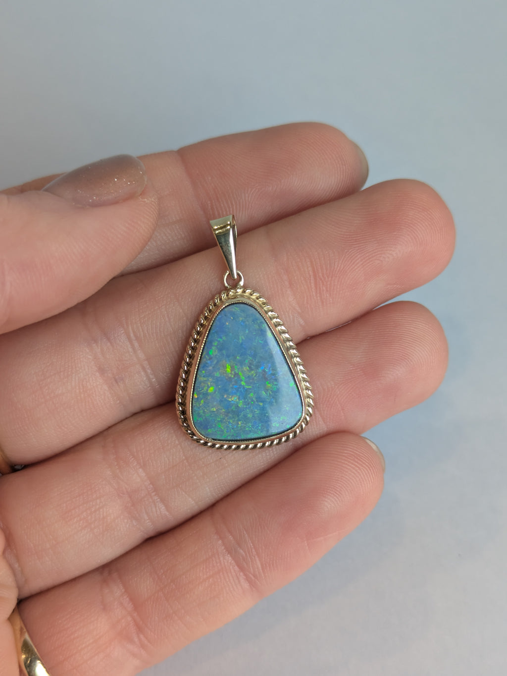 Black Opal Doublet Triangular Pendant