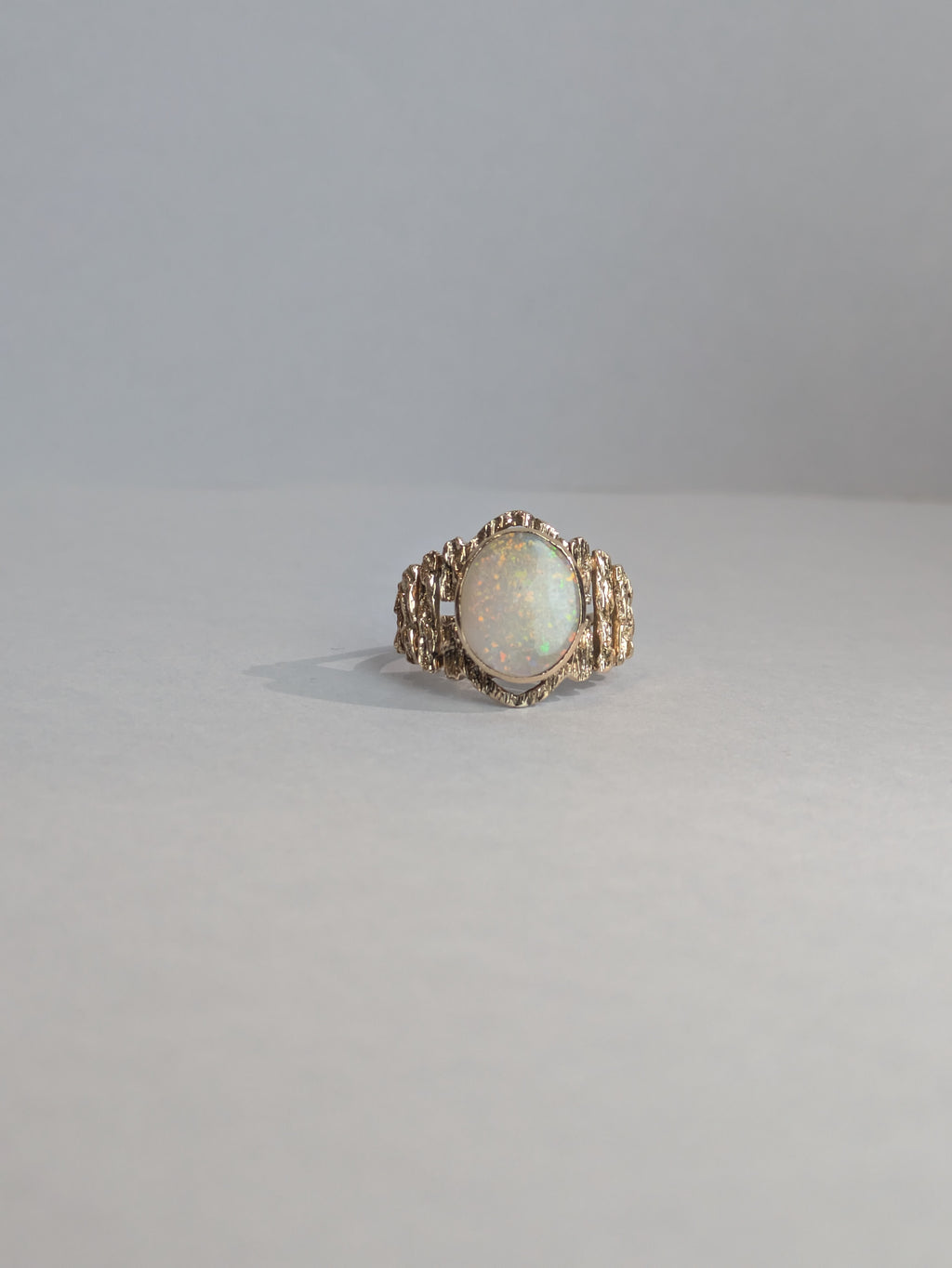 Wide Textured Opal Ring