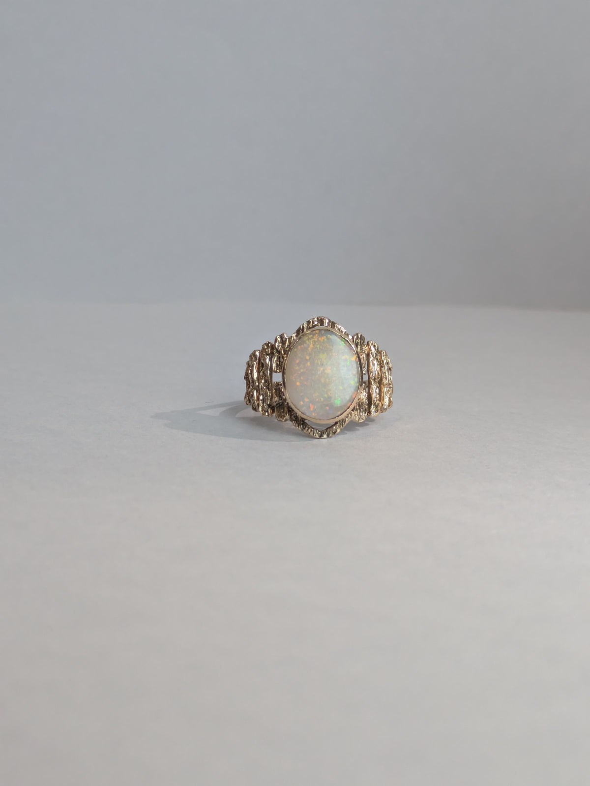 Wide Textured Opal Ring