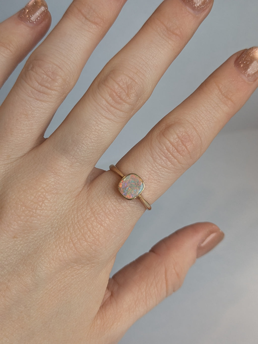 Square Bezel Opal Ring