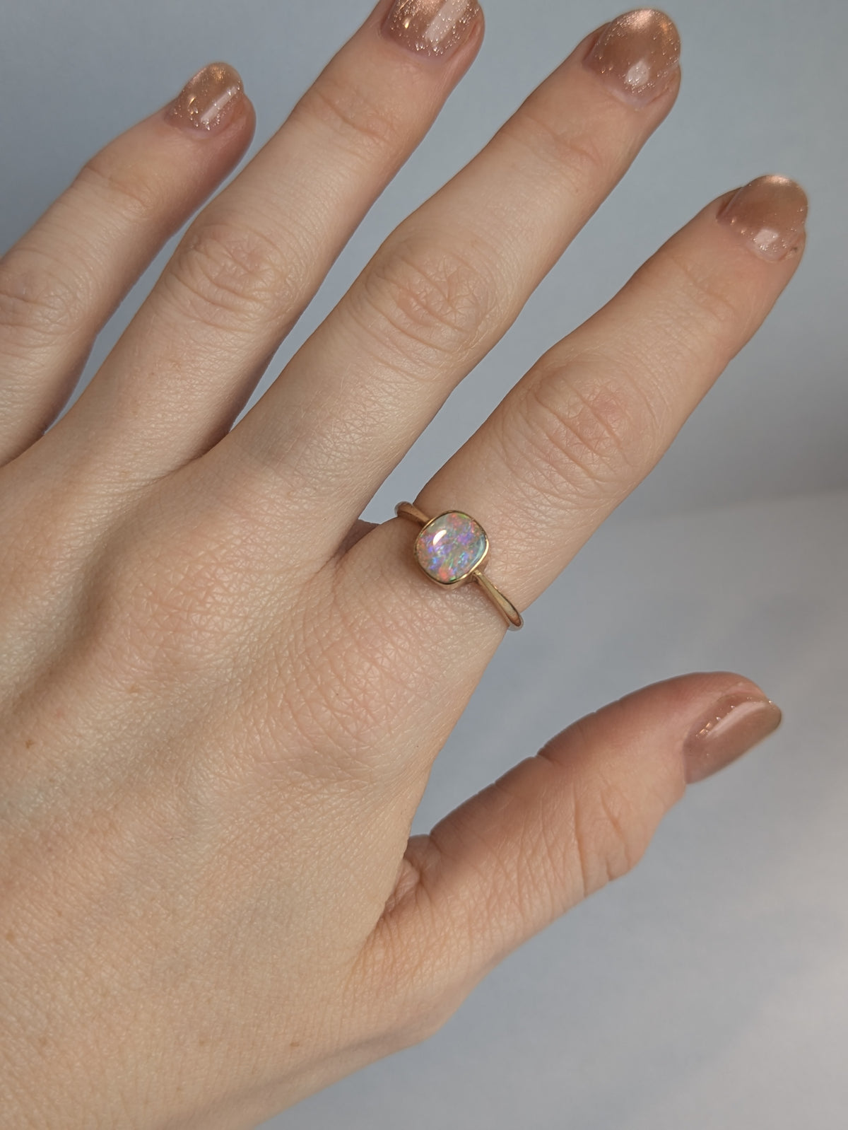 Square Bezel Opal Ring