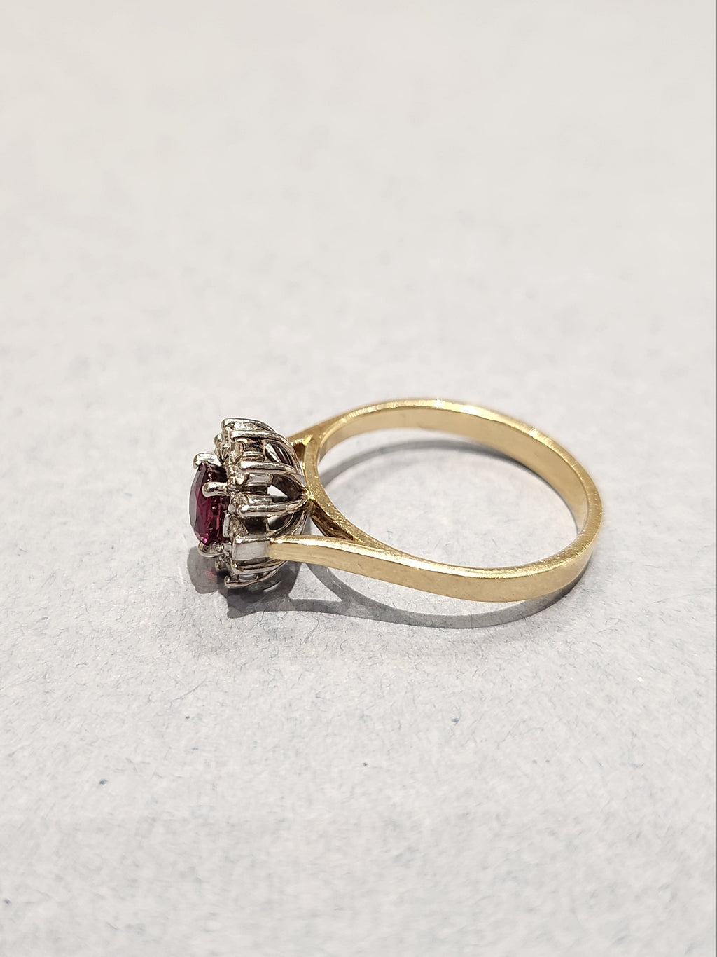 Antique style Halo Ring from side view