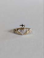 Gold and diamond vintage claddagh ring