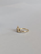 Vintage gold claddagh ring side view 