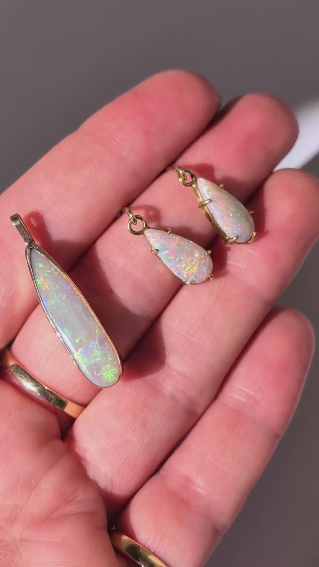 Opal Earring and Pendant Set